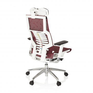 silla de oficina barata blanco rojo estructura blanca malla brazos regulables 4d soporte lumbar reposacabezas 8
