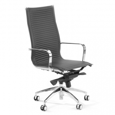 silla de oficina gris estructura cromada ecopiel piel sintetica brazos fijos 1