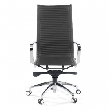 silla de oficina gris estructura cromada ecopiel piel sintetica brazos fijos 3