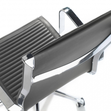 silla de oficina gris estructura cromada ecopiel piel sintetica brazos fijos 5
