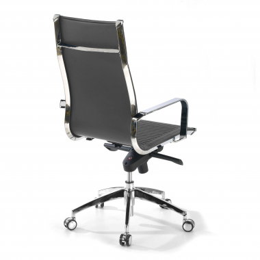 silla de oficina gris estructura cromada ecopiel piel sintetica brazos fijos 6