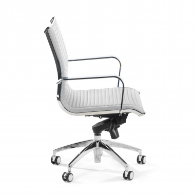 sillon de oficina blanco estructura cromada ecopiel piel sintetica brazos fijos 4