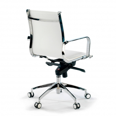 sillon de oficina blanco estructura cromada ecopiel piel sintetica brazos fijos 6