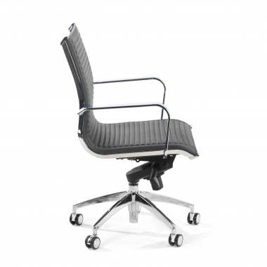sillon de oficina gris estructura cromada ecopiel piel sintetica brazos fijos 5
