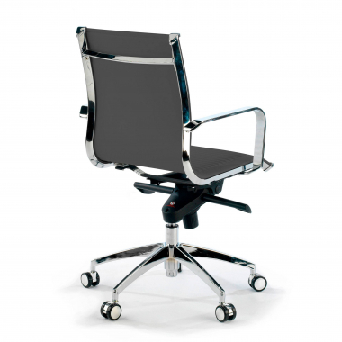sillon de oficina gris estructura cromada ecopiel piel sintetica brazos fijos 4