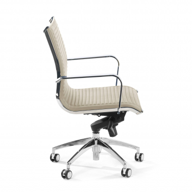 sillon de oficina beige estructura cromada ecopiel piel sintetica brazos fijos 4