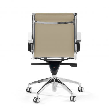 sillon de oficina beige estructura cromada ecopiel piel sintetica brazos fijos 7