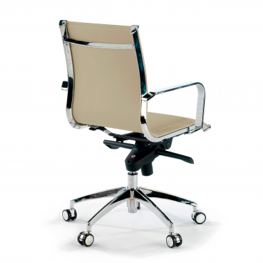 sillon de oficina beige estructura cromada ecopiel piel sintetica brazos fijos 6