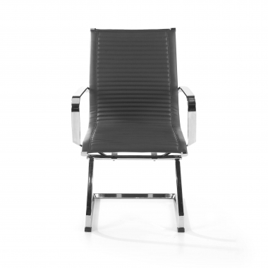 silla confidente gris estructura cromada ecopiel piel sintetica brazos fijos 3