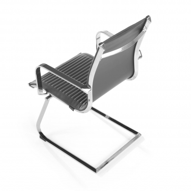 silla confidente gris estructura cromada ecopiel piel sintetica brazos fijos 8
