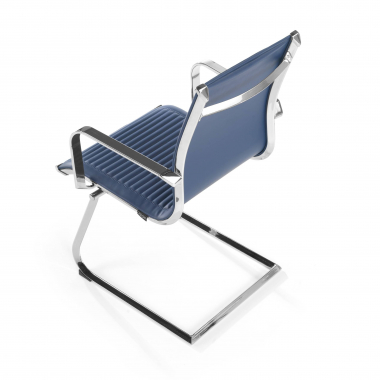 silla confidente azul estructura cromada ecopiel piel sintetica brazos fijos 8