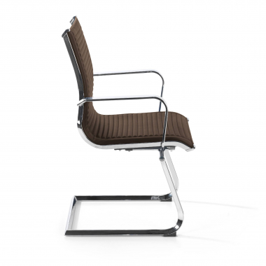 silla confidente marron estructura cromada ecopiel piel sintetica brazos fijos 4