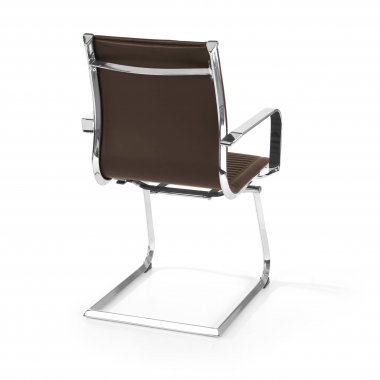 silla confidente marron estructura cromada ecopiel piel sintetica brazos fijos 6