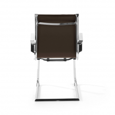 silla confidente marron estructura cromada ecopiel piel sintetica brazos fijos 7