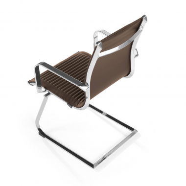 silla confidente marron estructura cromada ecopiel piel sintetica brazos fijos 8