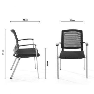 silla de visita gris adam malla brazos fijos 9
