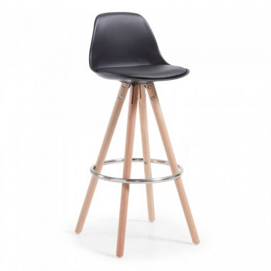 taburete de cocina negro taburete patas de madera piel sintetica sin brazos 1