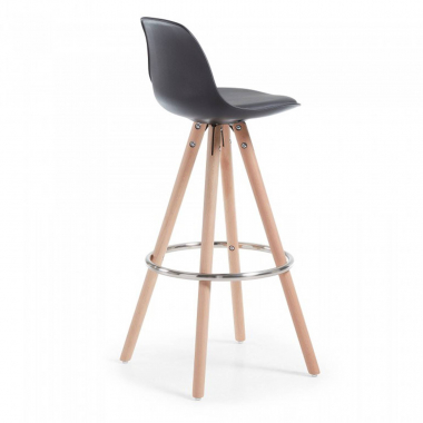 taburete de cocina negro taburete patas de madera piel sintetica sin brazos 5