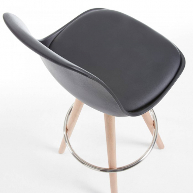 taburete de cocina negro taburete patas de madera piel sintetica sin brazos 4