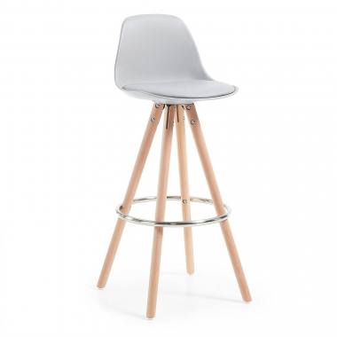 taburete de cocina gris taburete patas de madera piel sintetica sin brazos 1