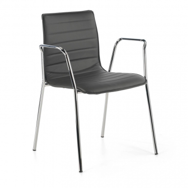 silla de visita gris con brazos piel sintetica brazos fijos 1