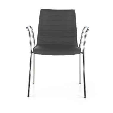 silla de visita gris con brazos piel sintetica brazos fijos 3