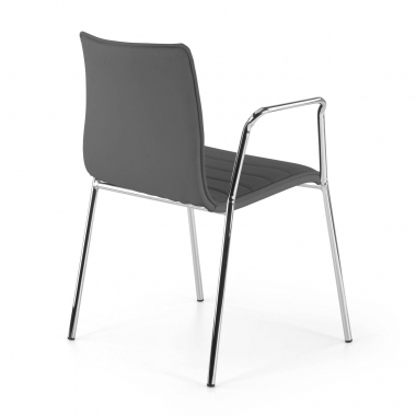 silla de visita gris con brazos piel sintetica brazos fijos 6
