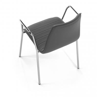 silla de visita gris con brazos piel sintetica brazos fijos 5