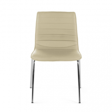 silla confidente beige 4 patas piel sintetica sin brazos 6