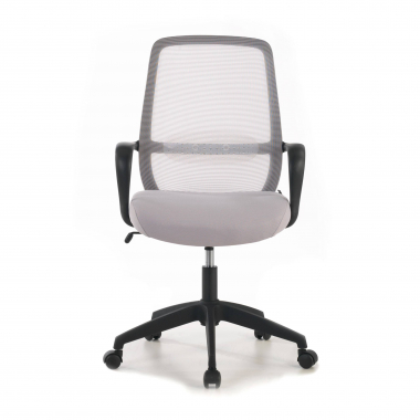 silla giratoria gris estructura negra malla brazos fijos 3