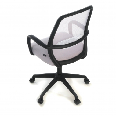 silla giratoria gris estructura negra malla brazos fijos 9