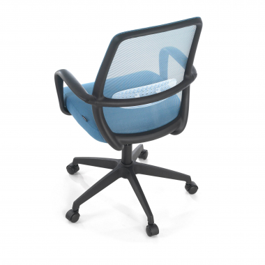 silla giratoria azul estructura negra malla brazos fijos 8