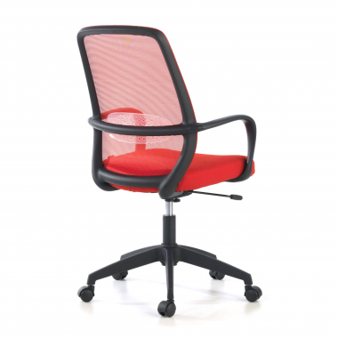 silla giratoria rojo estructura negra malla brazos fijos 7
