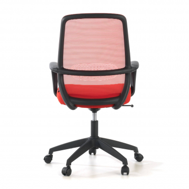silla giratoria rojo estructura negra malla brazos fijos 8