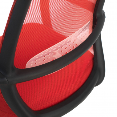 silla giratoria rojo estructura negra malla brazos fijos 6