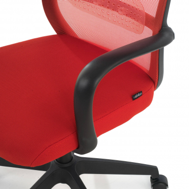 silla giratoria rojo estructura negra malla brazos fijos 5