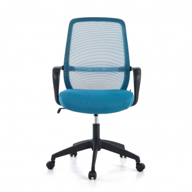 silla giratoria azul estructura negra malla brazos fijos 3