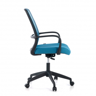silla giratoria azul estructura negra malla brazos fijos 6