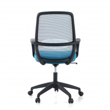 silla giratoria azul estructura negra malla brazos fijos 9