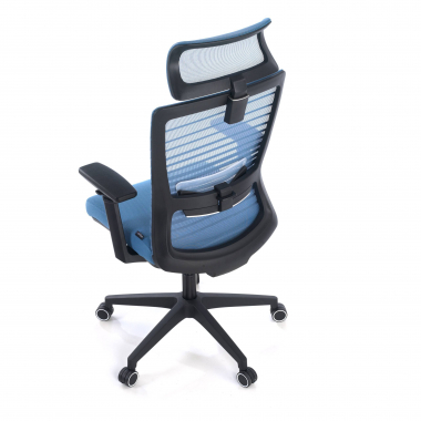 silla de oficina azul tesla malla brazos regulables 3d soporte lumbar reposacabezas 9