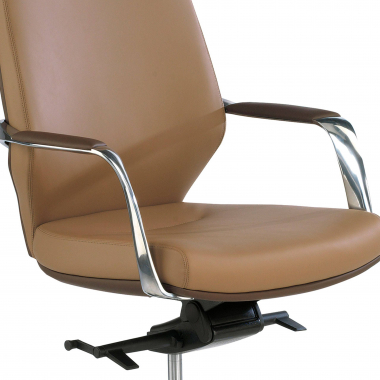 sillon de oficina marron respaldo alto bicolor piel sintetica brazos tapizados 5