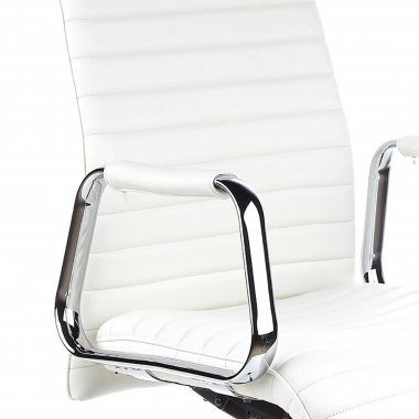 sillon de oficina blanco piel natural piel natural brazos tapizados reposacabezas 5
