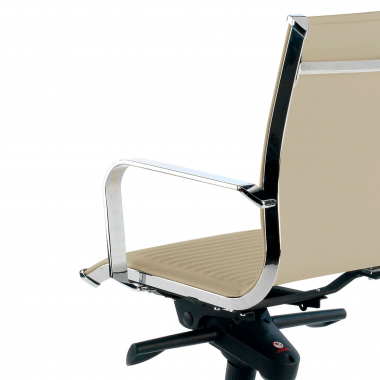 sillon de oficina beige estructura cromada ecopiel piel sintetica brazos fijos 5
