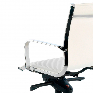 sillon de oficina blanco estructura cromada ecopiel piel sintetica brazos fijos 5