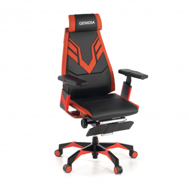 silla gaming rojo genidia piel natural brazos regulables 5d soporte lumbar reposapies extensible 1