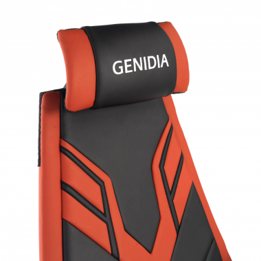 silla gaming rojo genidia piel natural brazos regulables 5d soporte lumbar reposapies extensible 8