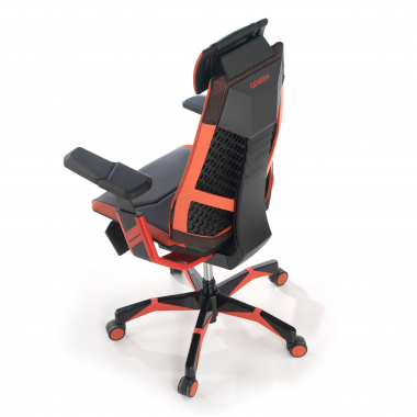 silla gaming rojo genidia piel natural brazos regulables 5d soporte lumbar reposapies extensible 6