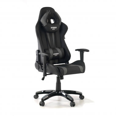 silla gaming gris spider piel sintetica brazos moviles cojin lumbar y cervical reposacabezas 1