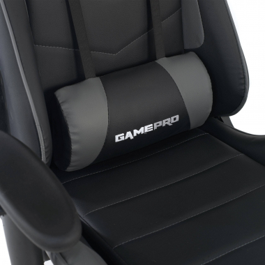 silla gaming gris game pro piel sintetica brazos moviles cojin lumbar y cervical reposacabezas 6