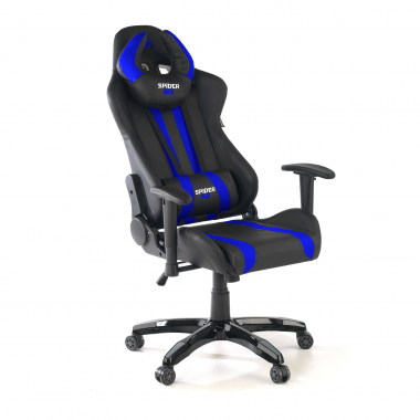 silla gaming azul spider piel sintetica brazos moviles cojin lumbar y cervical reposacabezas 7